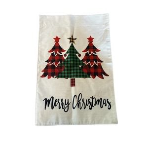 Merry Christmas Garden Flag Buffalo Plaid Tree 12x18 Double Sided